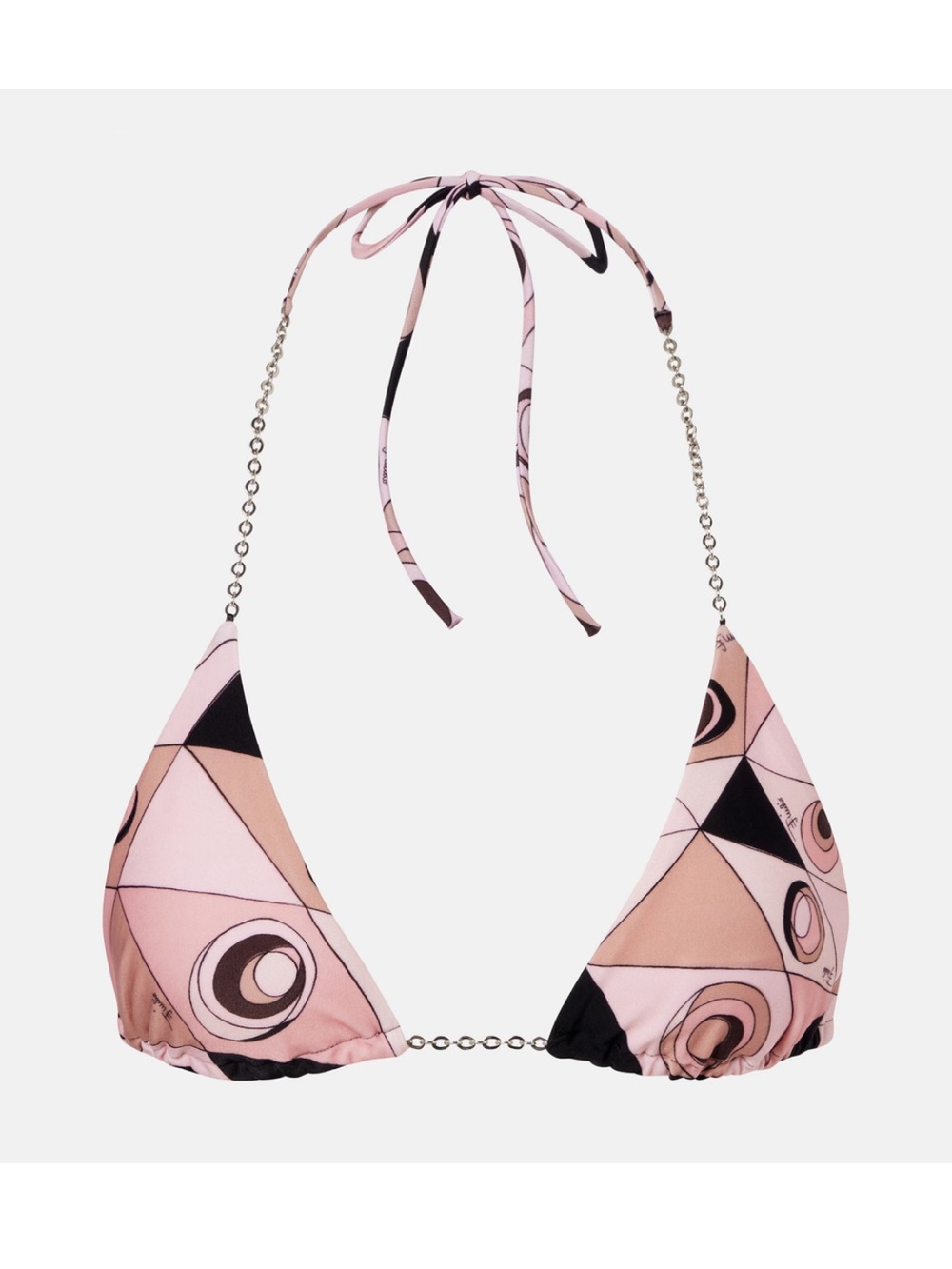 Emilio Pucci Pink Geometric Triangle Halter Bikini Top